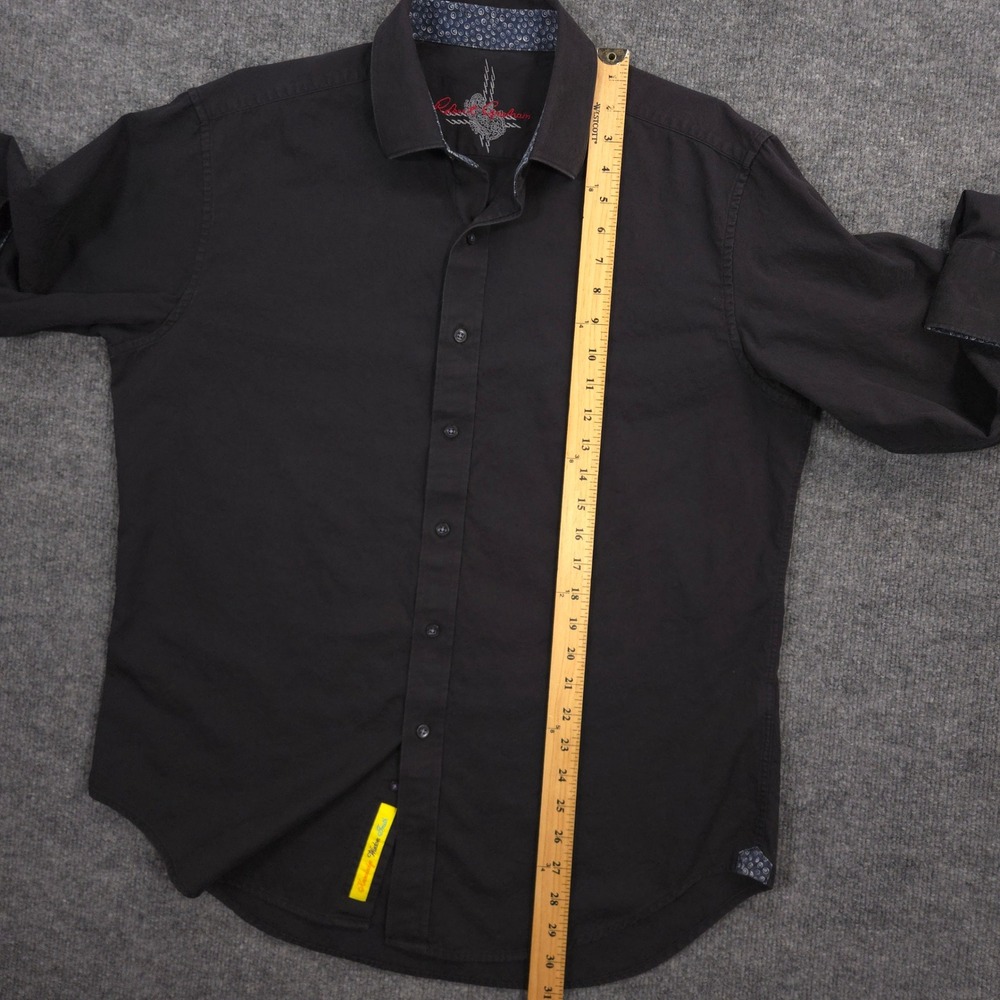 Robert Graham Shirt Mens Large Black Subtle Paisley Jacquard Geometric Flip Cuff - Picture 7 of 10